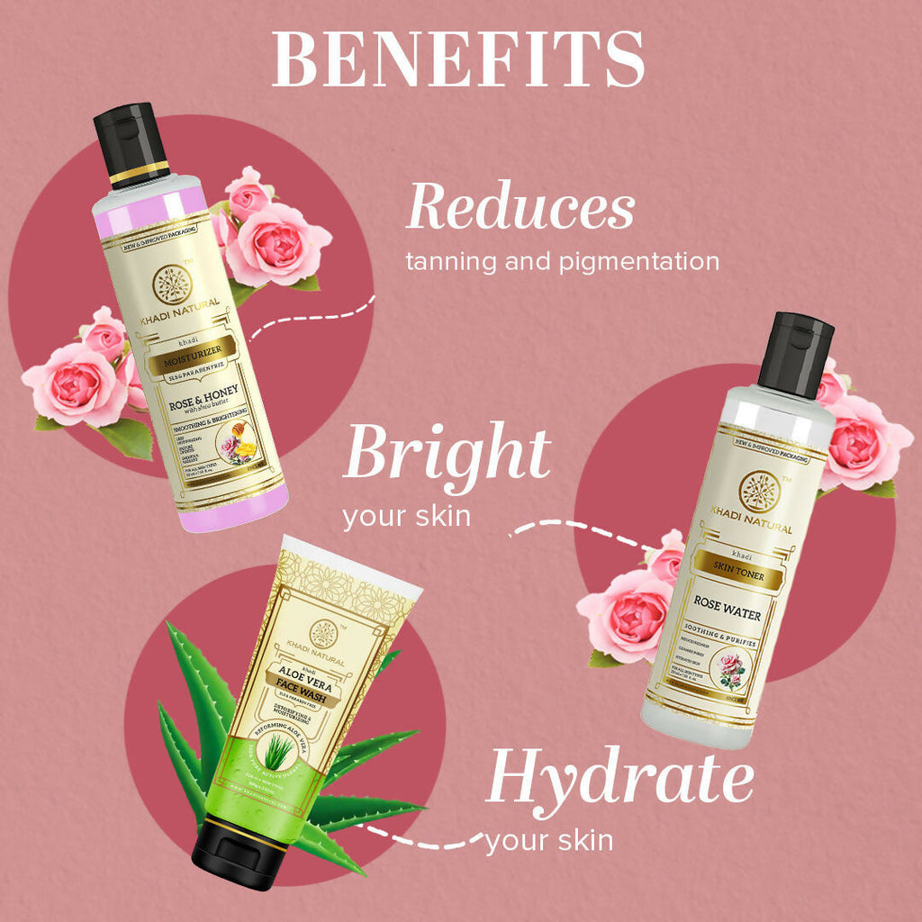 Khadi Natural Glowing Skin Combo - Wash, Tone & Moisturize