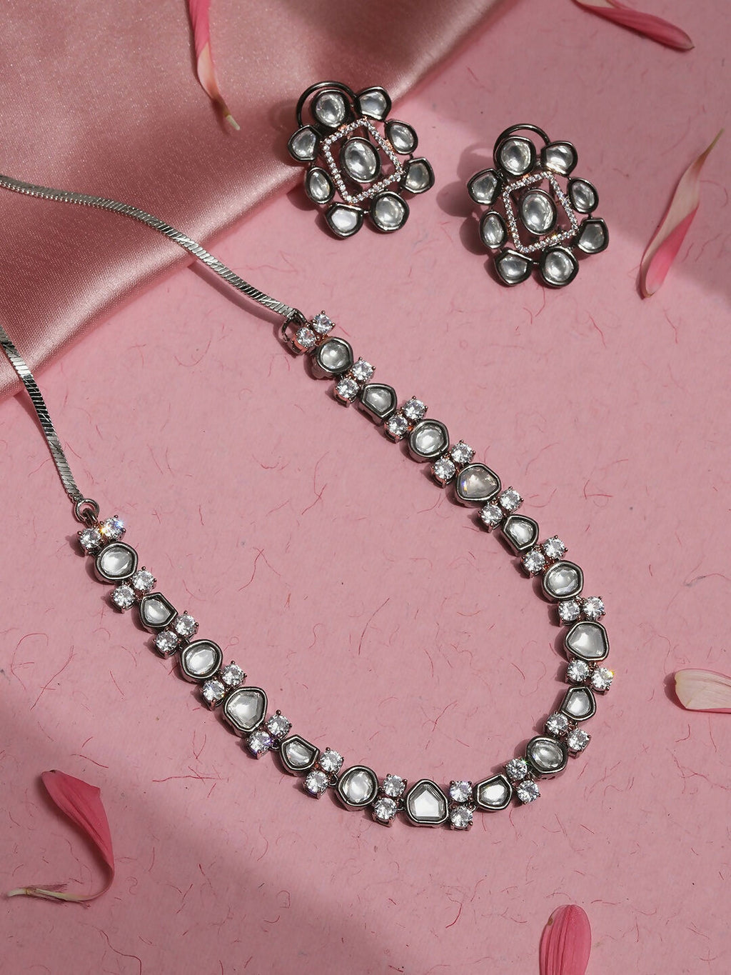 Stone Neckpiece with Studs- Ruby Raang
