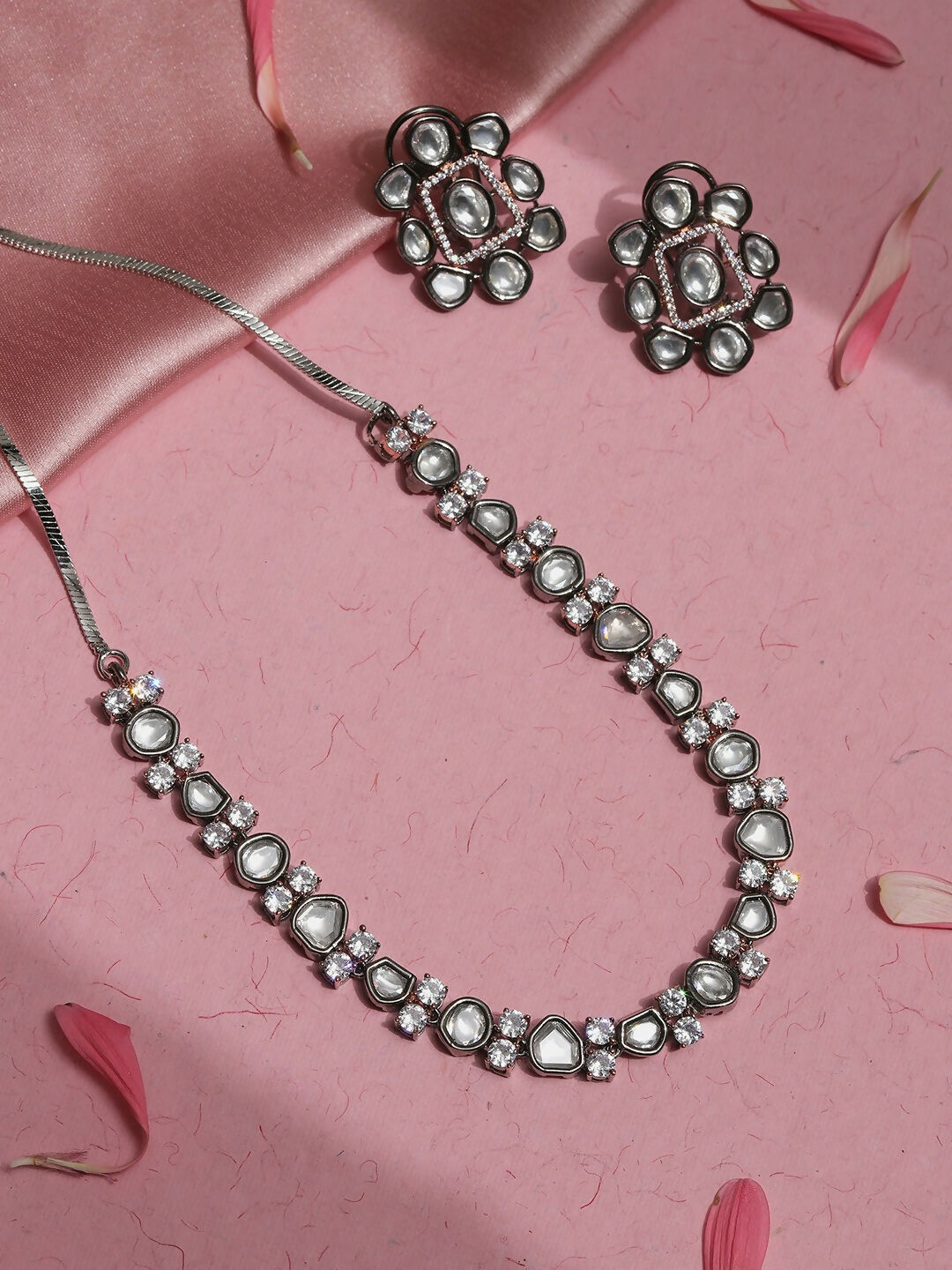 Stone Neckpiece with Studs- Ruby Raang