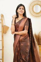 DEIANA'S Beautiful Designer Golden zari Soft Lichi Silk Saree - Maroon