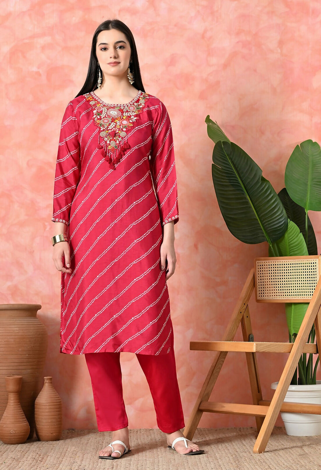 Joban Fashion Rani Premium Pure Viscose Print Dola With Handwork Kurta Set