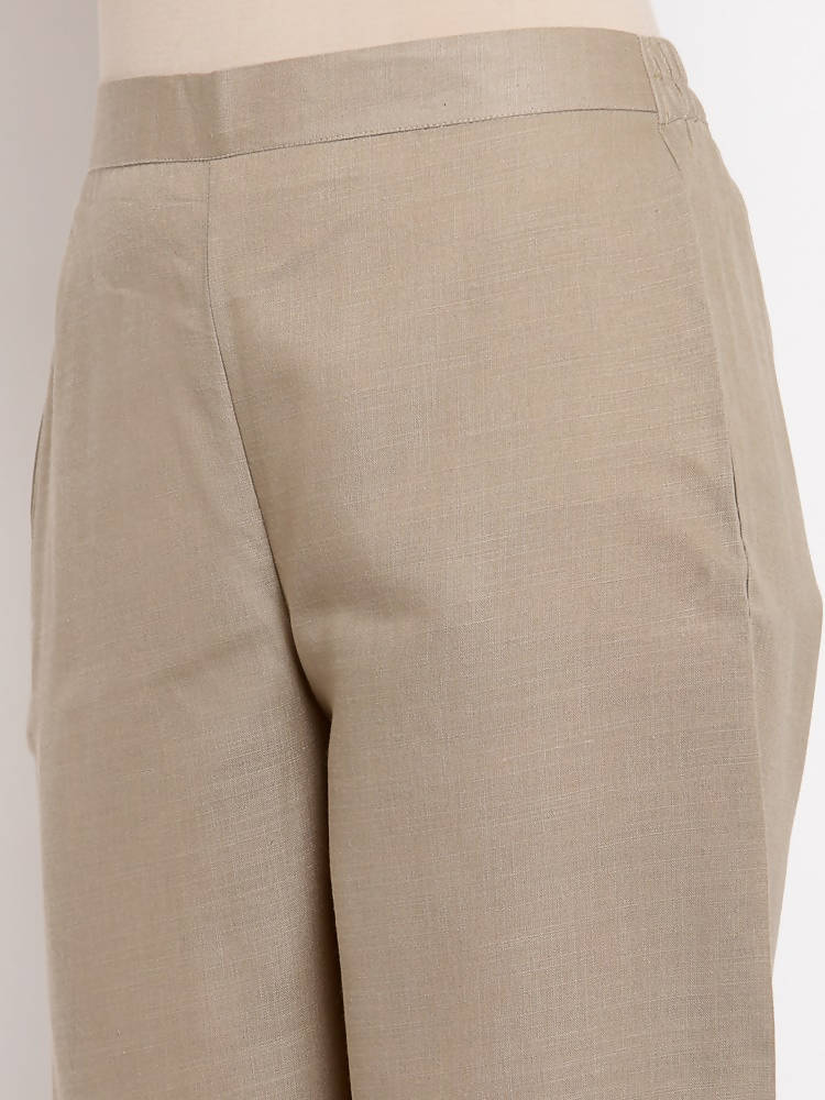 Myshka Women's Trendy Grey Cotton Solid Casual Trouser