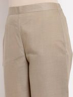 Myshka Women's Trendy Grey Cotton Solid Casual Trouser
