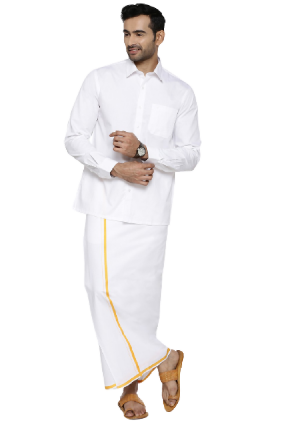 Ramraj Cotton Mens Full Sleeve White Shirt Plus Size - Classic Cotton