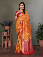 Joban Fashion Orange Plain Banarasi Silk Sarees