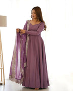 Joban Fashion Purple Kurta Set Chanderi Sequence Embroidery Work - Distacart