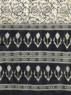 Yufta Black & Off-White Ethnic Screen Print Cotton Straight Kurta Palazzo & Dupatta