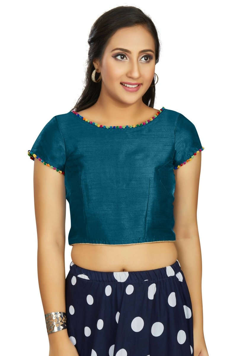 Aastha Fashion Women's Teal Art Silk Designer Party Wear Readymade Blouse