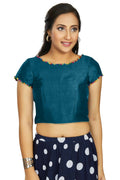 Aastha Fashion Women's Teal Art Silk Designer Party Wear Readymade Blouse