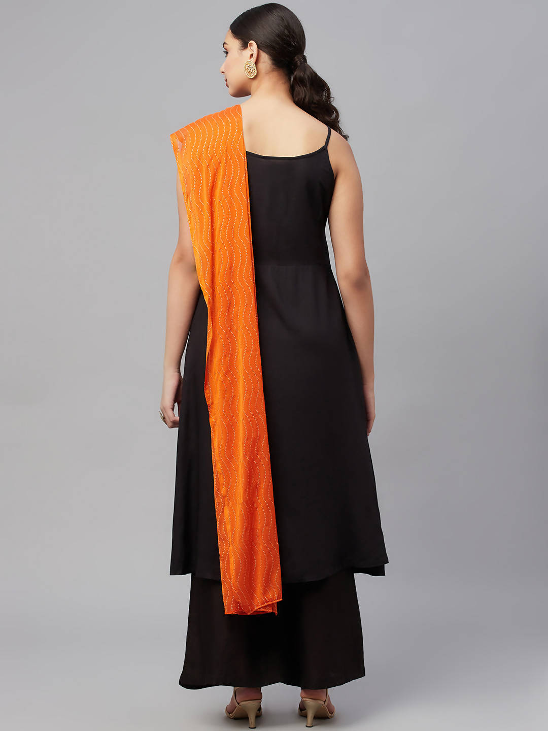 Myshka Rayon Square Neck Sleeveless Solid Women'S Kurta Palazzo Dupatta Set - Distacart