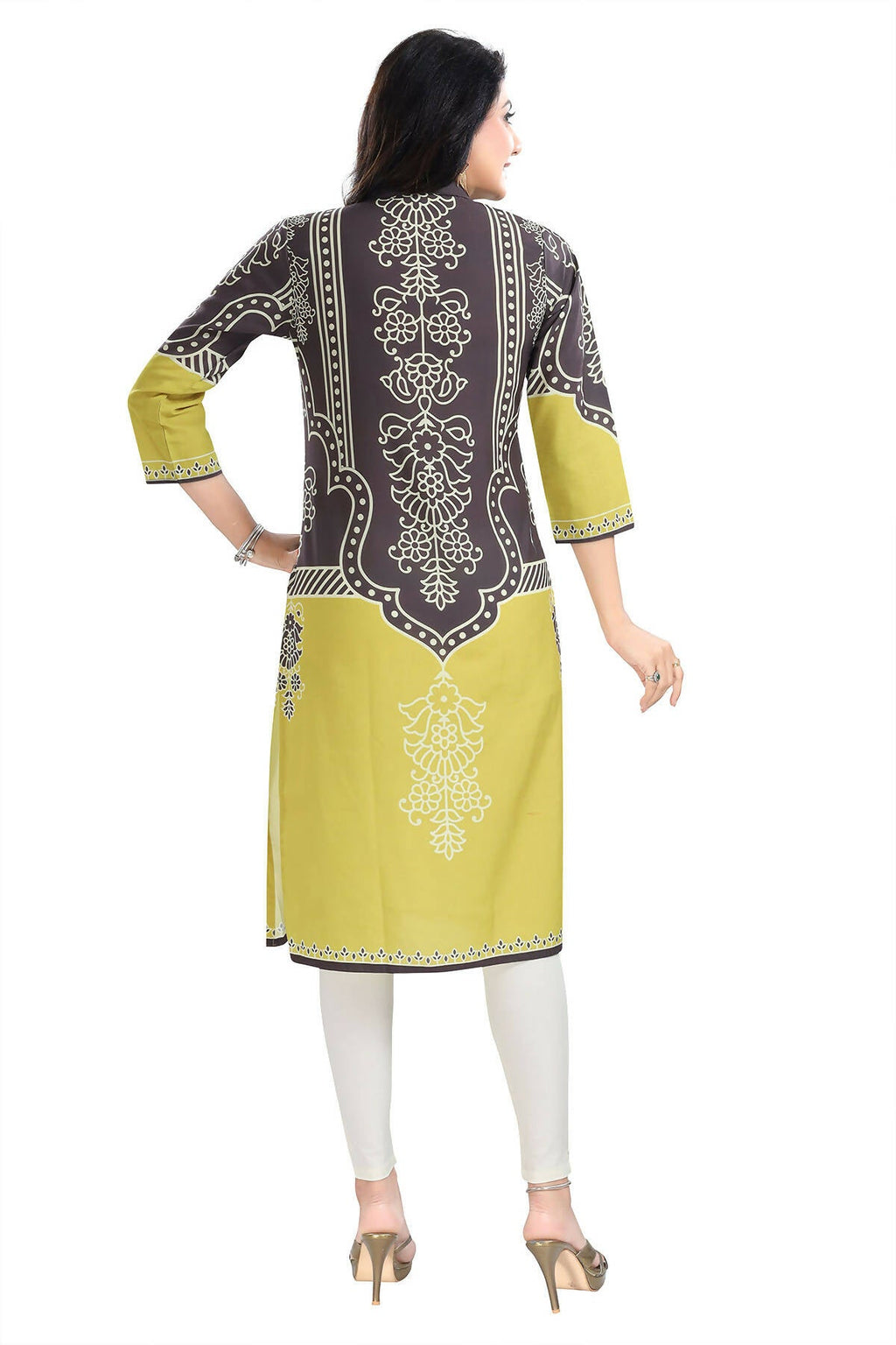 Snehal Creations Gracious Gray Designer Digital Print Cotton Slub Fabric Long Kurti Tunic - Distacart