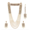 Mominos Fashion Rajwadi Gold-Plated Wirh Stone & Pearls Necklace Combo Set