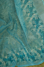 Vastranavya Sky Blue Digital Printed Linen Ready To Wear Designer Saree with Unstitched Blouse - Distacart