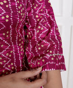 Miravan Womens Magenta Bandhej Printed Rayon Kurti