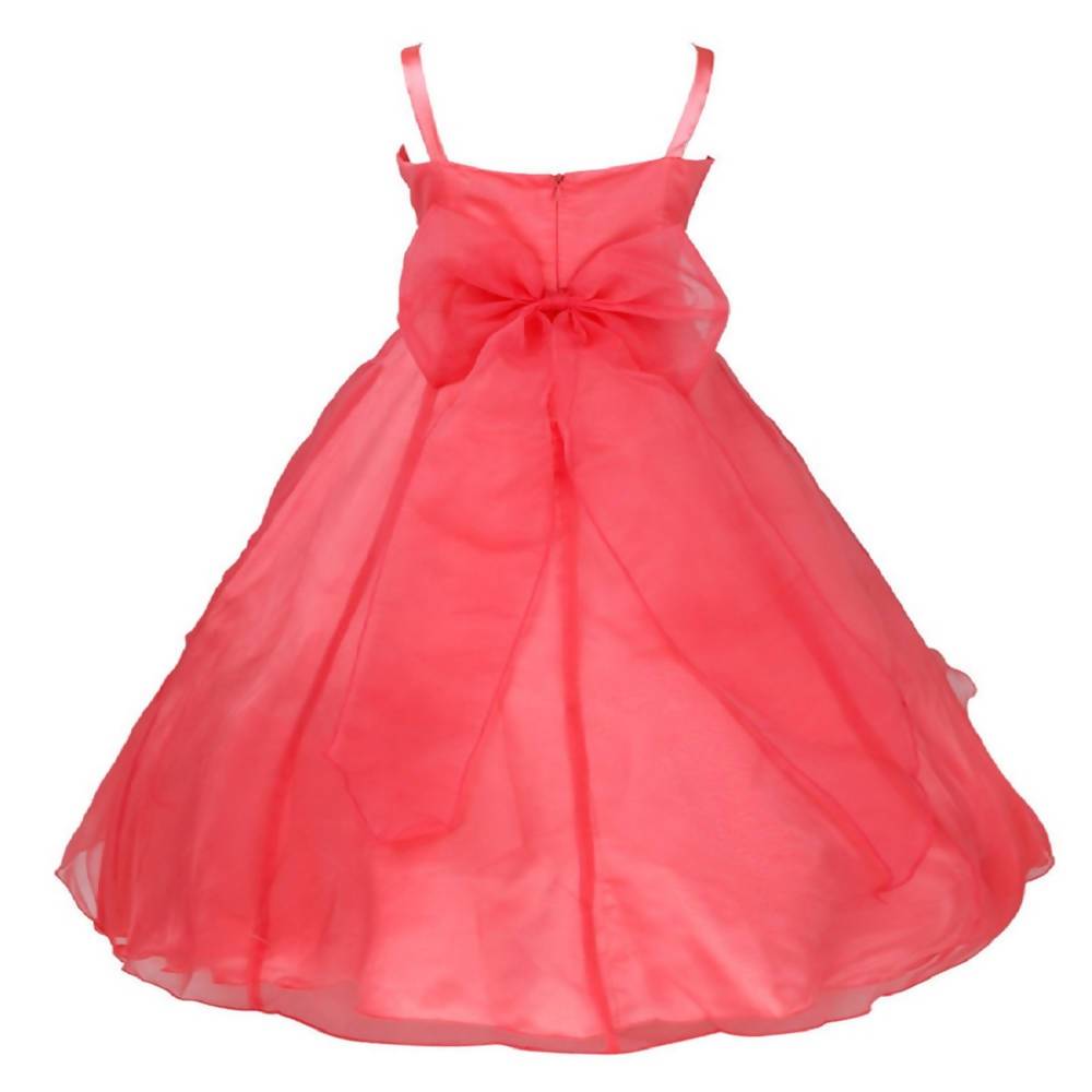 Asmaani Baby Girl's Peach Colour Satin A-Line Maxi Full Length Dress (AS-DRESS-22086)