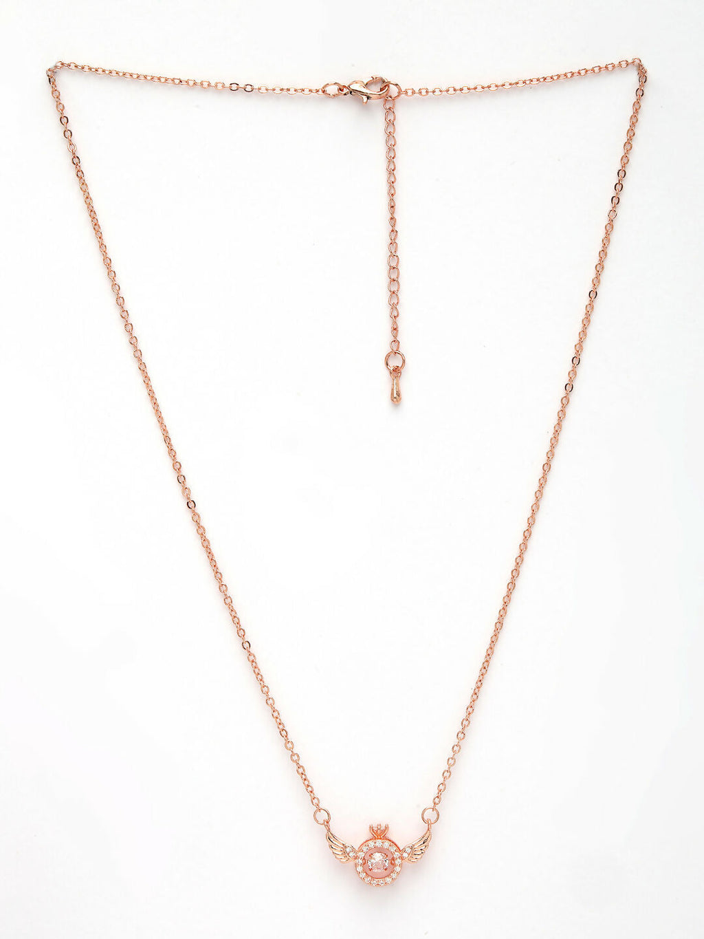 NVR Women's Rose Gold American Diamond Metal Chain