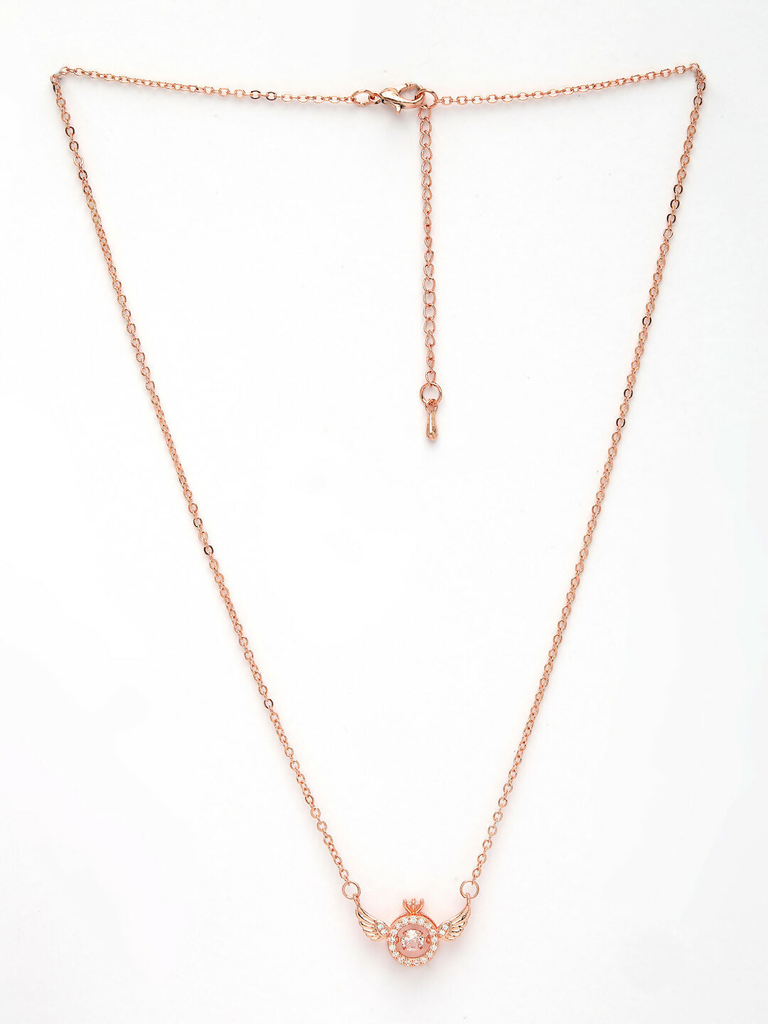 NVR Women's Rose Gold American Diamond Metal Chain