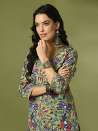Myshka Women's Multi Printed Cotton Straight Party Kurta Set