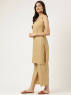 Joban Fashion Beige Rayon and Embroidered Work Straight Kurta Bottom Set
