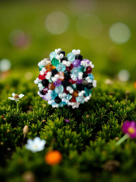 Inhanns Rang-E-Roshan Adjustable Ring – Handmade Crystal Statement Ring - Multicolor 1