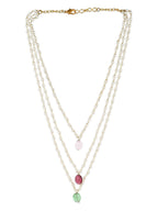 White Pink Brass Gold-Plated Necklace - Ruby Raang - Distacart