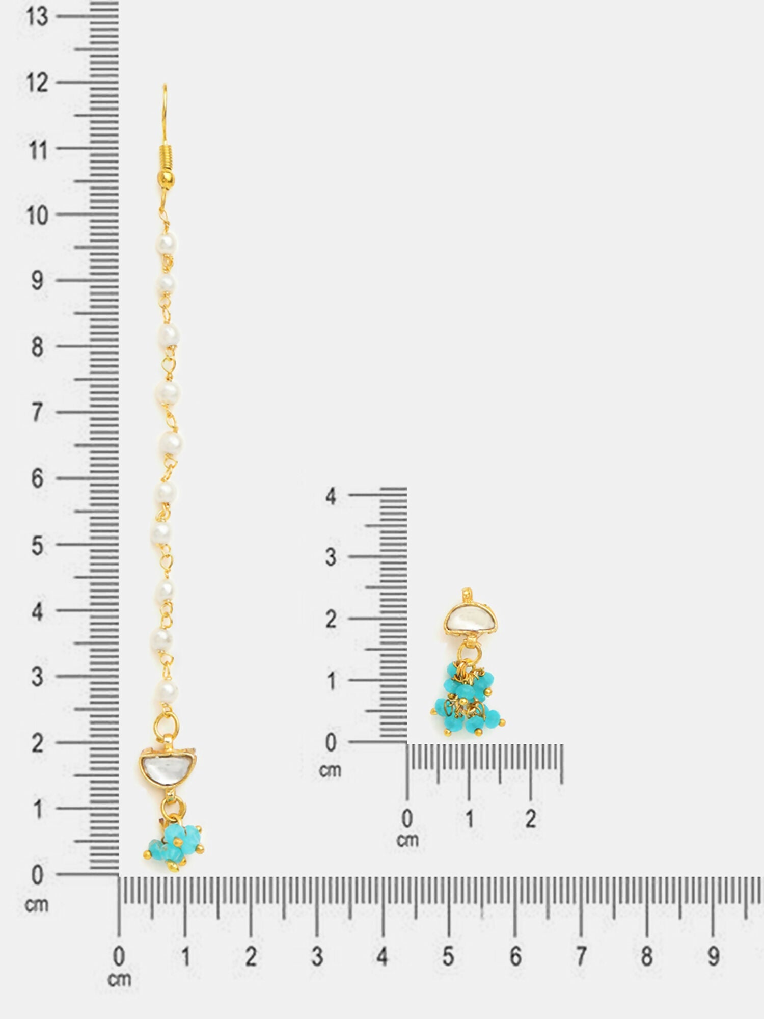Ruby Raang Semi-Circle Gold Blue Earrings Set With Maang Tikka - Distacart
