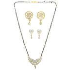 AanyaCentric Gold-Polished Mangalsutra with Pendant, 2 Pair Earrings