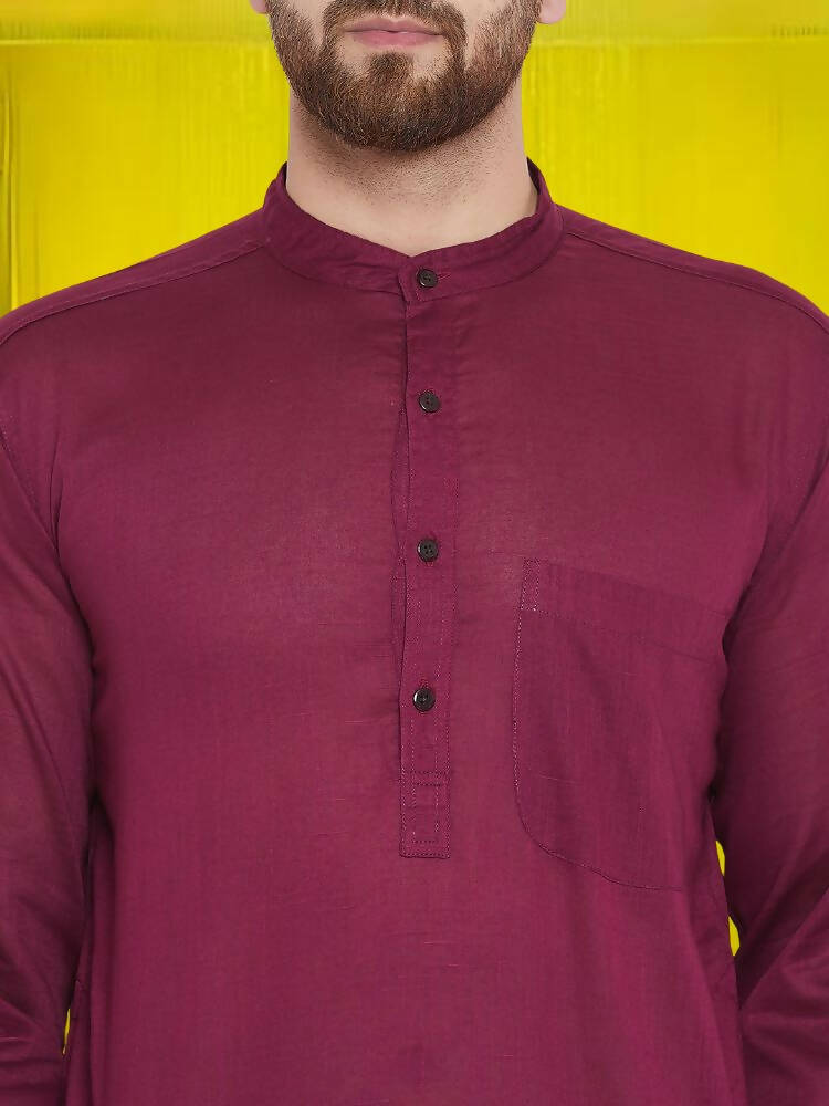 Even Apparels Pure Cotton Maroon Kurta - Maroon