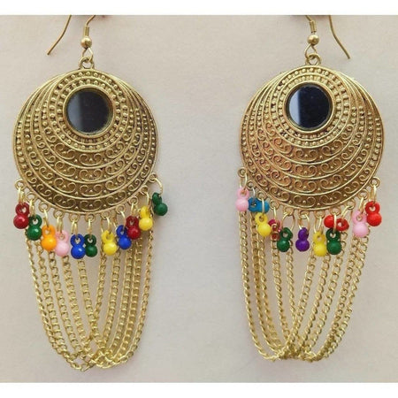 MS Fashion India Latest Traditional Gold-Polished Fashion Half Moon Earrings