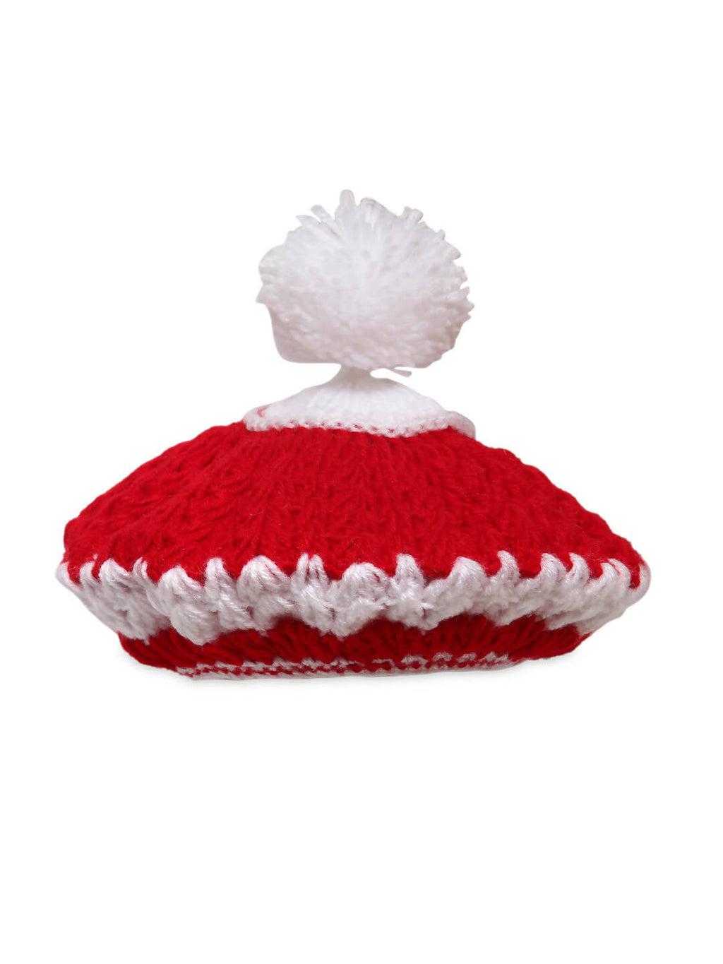 ChutPut Hand knitted Floral Crochet Wool Dress For Baby Girls - Red
