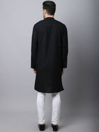 Even Apparels Black Pure Cotton Men's Kurta With Side Placket - Distacart