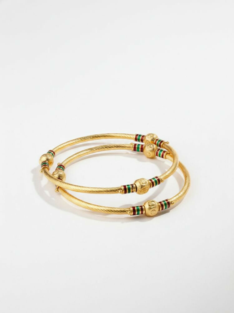 NVR Women Set of 2 Gold Plated Meenakari Kada Bangle - Distacart