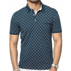 Men's Cotton Printed Green Polo Tshirt Half Sleeve - Distacart