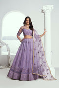 Eilara Elegance Lavender Net With Embroidered And Thread Zari Sequence Function Wear Lehenga Choli