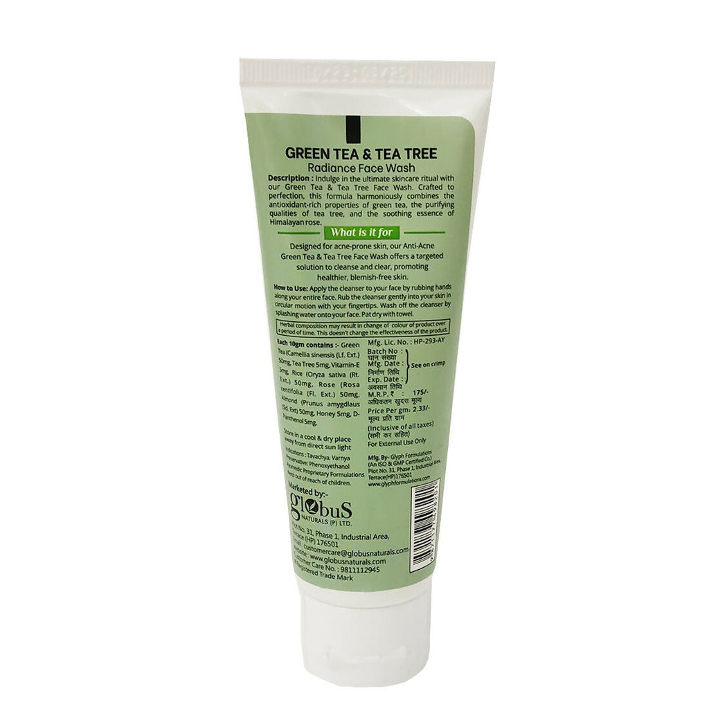Globus Naturals Green Tea & Tea Tree Face Wash - Distacart