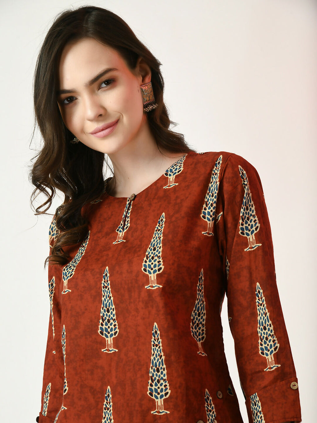 Myshka Women's Rust Printed Top