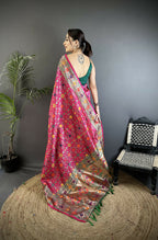 Joban Fashion Hot Pink Banarasi Soft Silk Woven Saree - Distacart