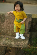 Mhyssa Nero Half Sleeve Yellow T-shirt with Shorts Set For Kids