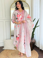 The52 Women's Beautiful Rayon Fabric Printed Work Straight Kurta Pant and Dupatta Set - Distacart