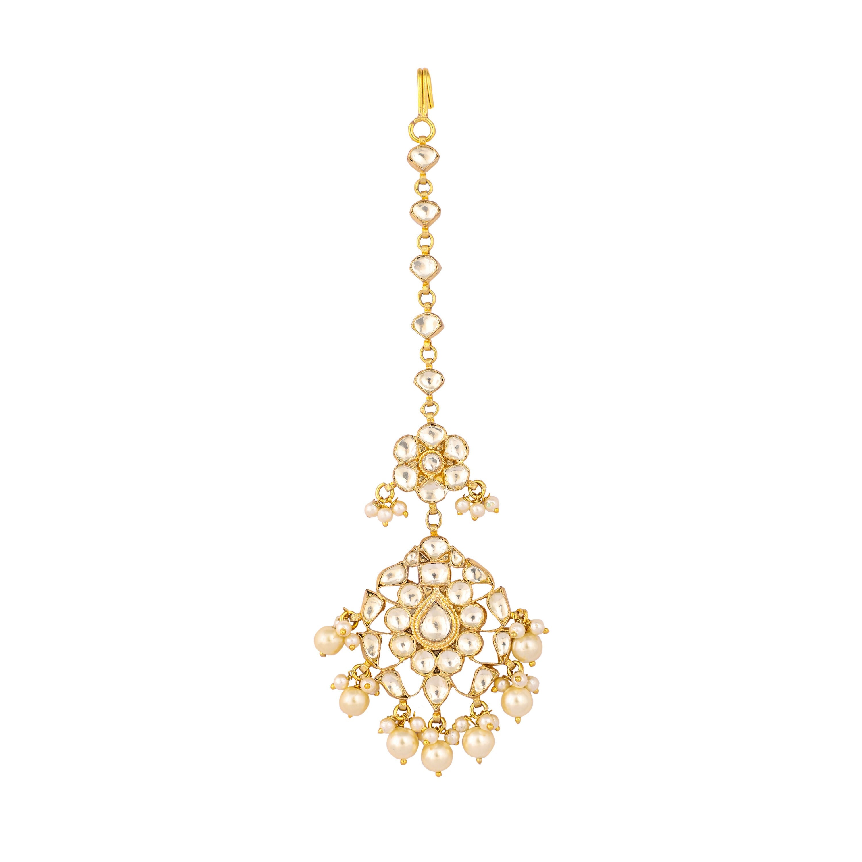 Nuyug 22K Gold-Plated Kundan Studded Maang Tikka Head Jewellery - Distacart