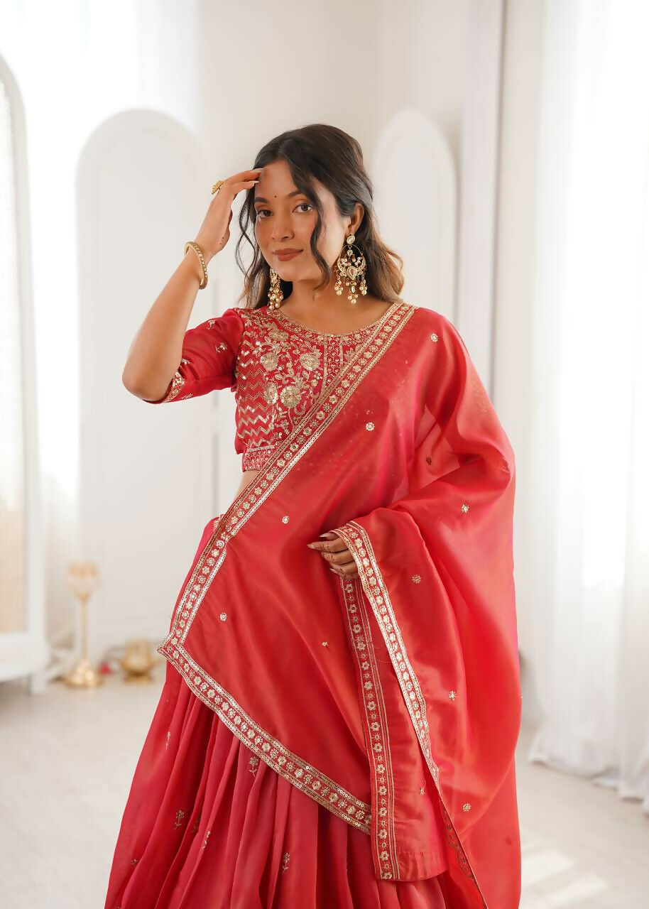 Lehenga Mart Designer Indian Wedding Lehenga Choli-Orange - Distacart