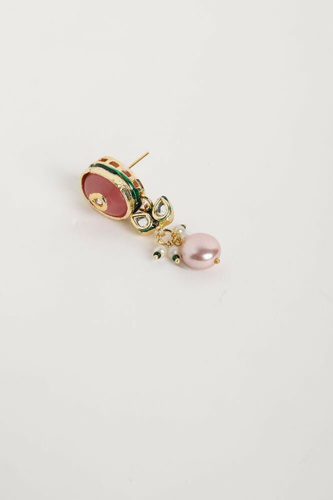Nuyug 22K Gold Plated Radiant Rose Stone Kundan Necklace