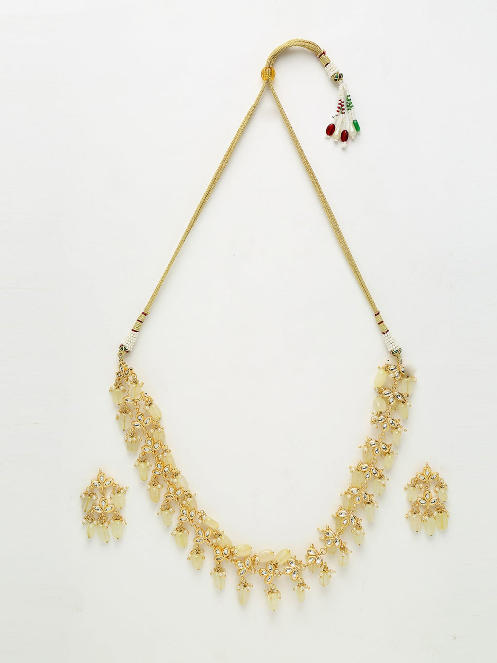 Kundan Neckpiece With Earrings - Ruby Raang - Distacart