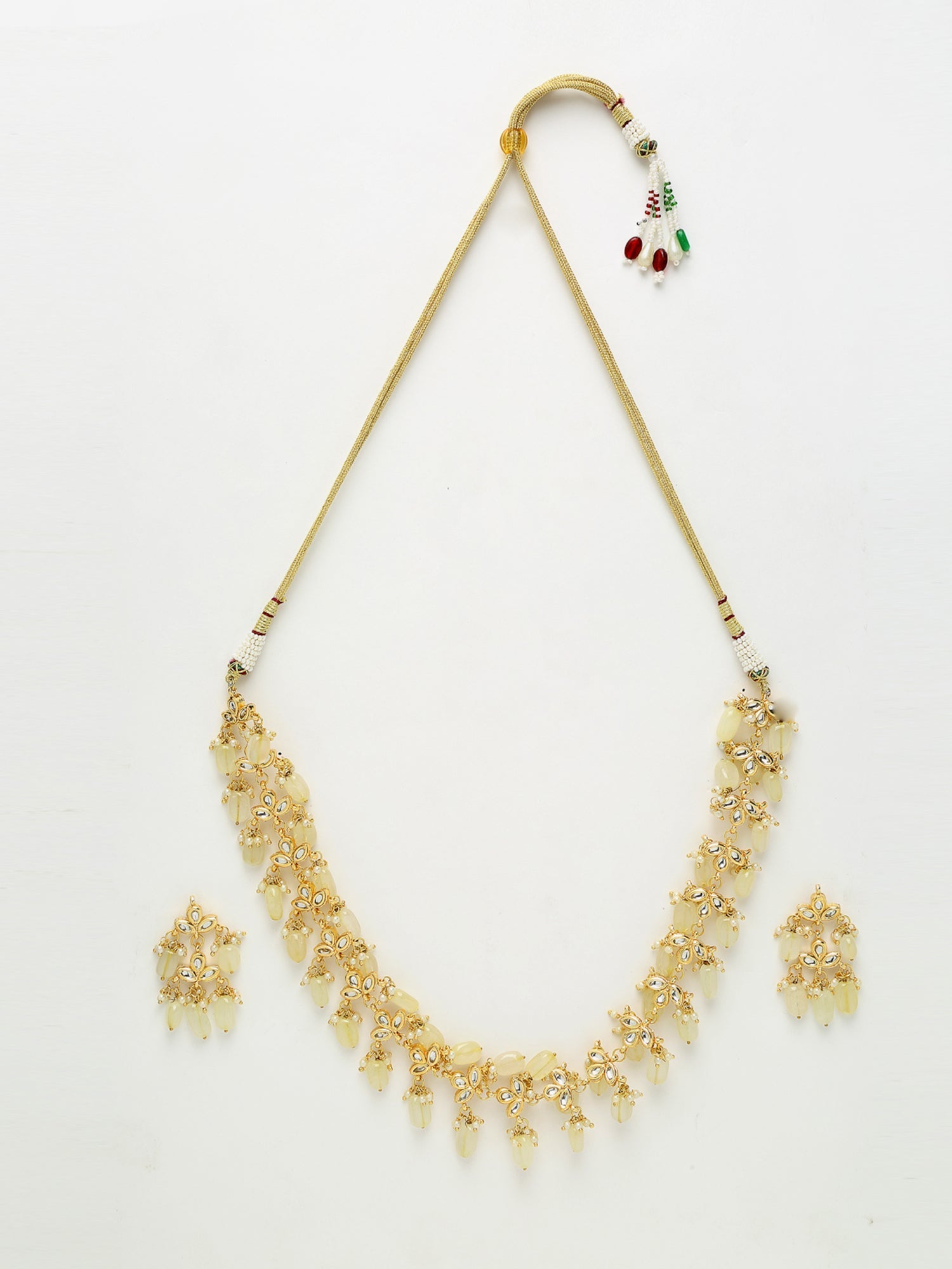 Kundan Neckpiece With Earrings - Ruby Raang - Distacart