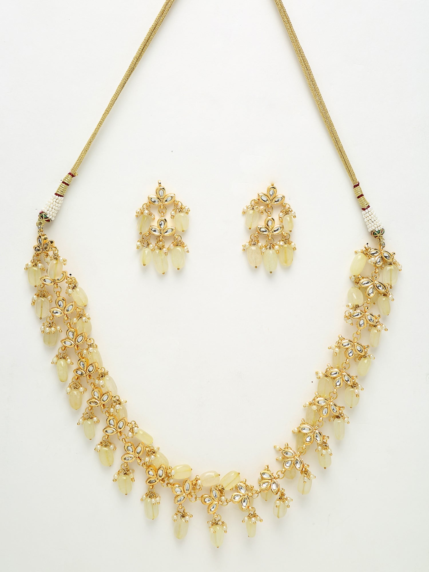 Kundan Neckpiece With Earrings - Ruby Raang - Distacart