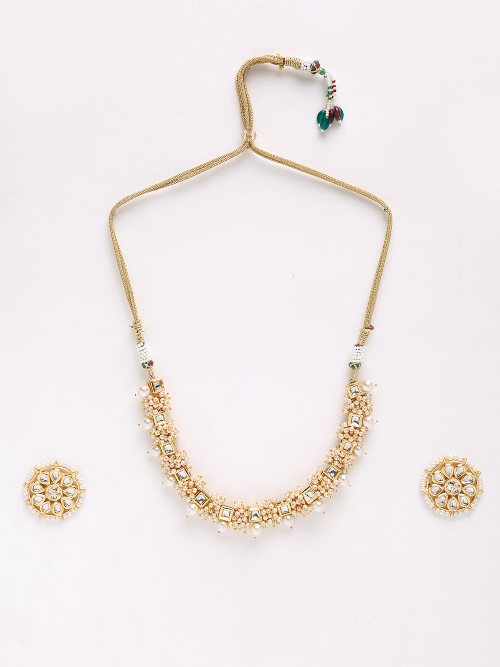 Pearl Kundan Choker With Studs - Ruby Raang - Distacart