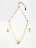 Long Kundan Neckpiece With Studs - Ruby Raang - Distacart
