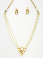Long Kundan Neckpiece With Studs - Ruby Raang - Distacart