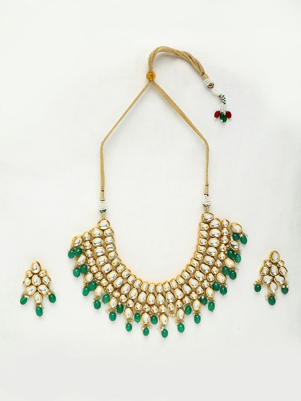 Kundan Neckpiece With Earrings - Ruby Raang - Distacart