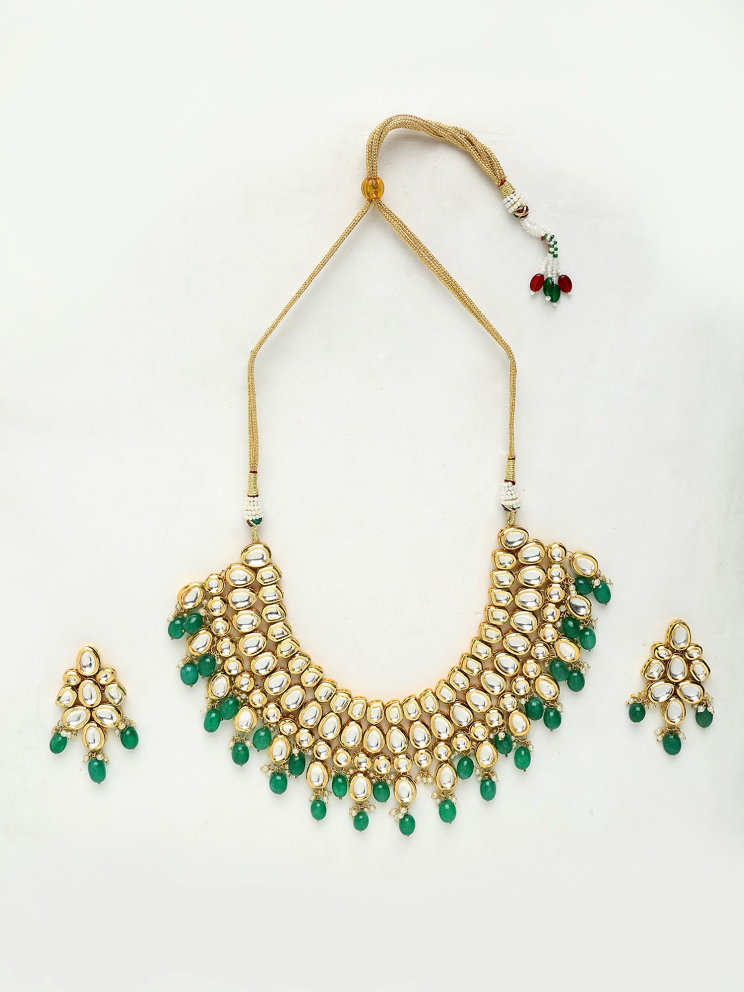 Kundan Neckpiece With Earrings - Ruby Raang - Distacart